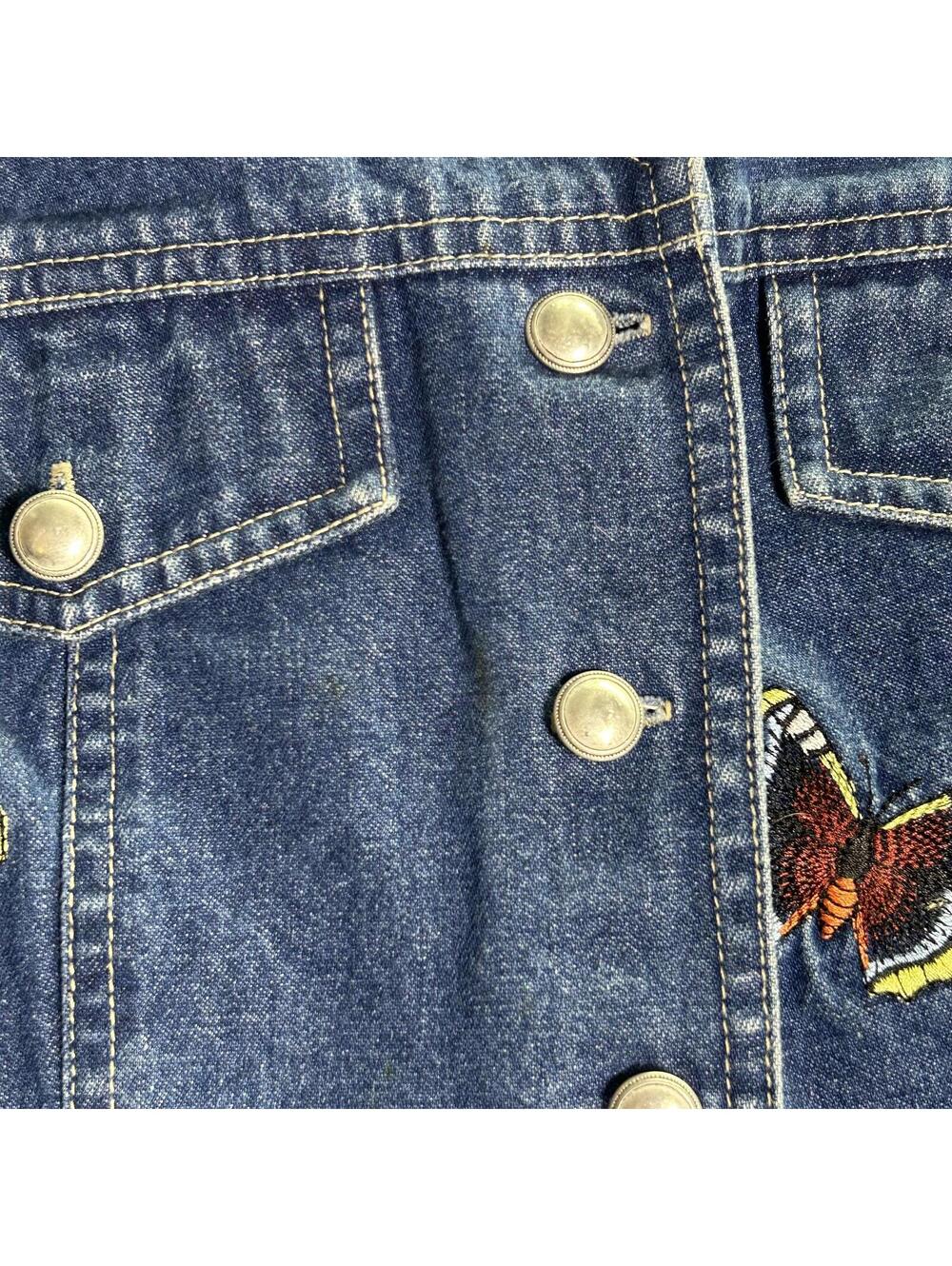 Vintage Stonebridge Western Y2K Denim Butterfly Vest Size SP Retro Bohochic - Picture 4 of 8